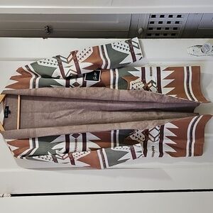 Southwestern Print Long Cardigan (L)